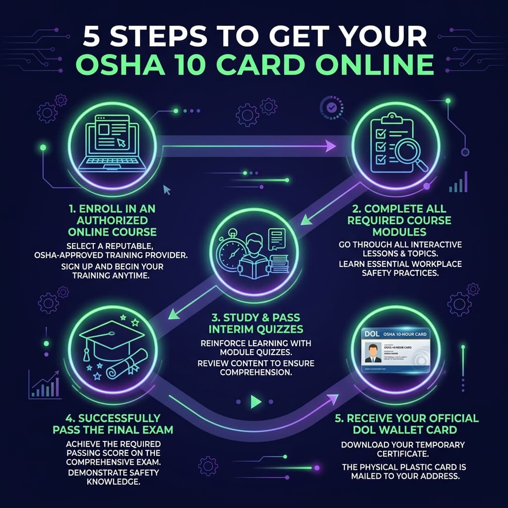 5 Steps to Get Your OSHA 10 Card Online Infographic